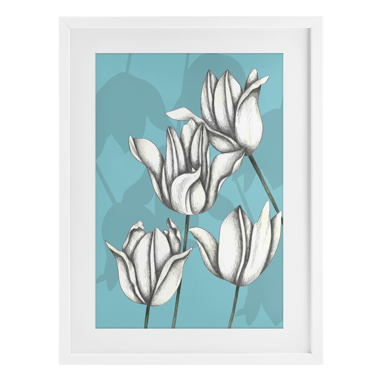 Stupell Industries Sketched Tulips Keep Growing Framed Print Under Glass, design by Cecilia Battaini